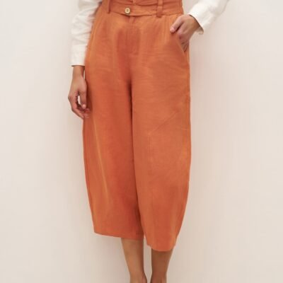 100% Linen High Waisted Ankle Pants DALLAS