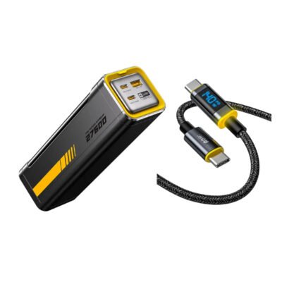 AOHI The Future Starship 240W 27,600mAh LED Display Power Bank with 140W USB C to USB C LED Cable 4FT