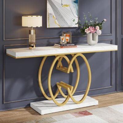 55" Narrow Console Table, Modern Sofa Accent Table for Hallway