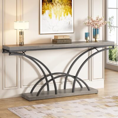 70.9" Console Table, Sofa Table with Faux Marble Tabletop for Entryway