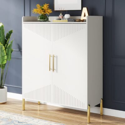 30 Pairs Shoe Cabinet, 6-Tier Modern Shoes Rack Organizer with Doors