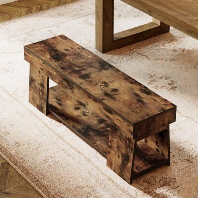 41" Dining Bench, Long Kitchen Bench with Storage Shelf