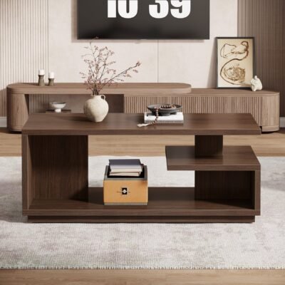 47 Coffee Table, Modern Center Table Tea Table with 3-Tier Shelf