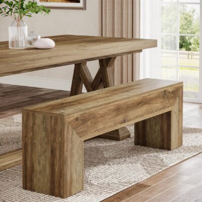 47" Dining Bench, Farmhouse Entryway Bench End of Bed Bench