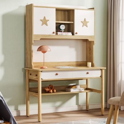 47" Study Desk, Kids Writing Desk with Hutch Shelves and Drawers