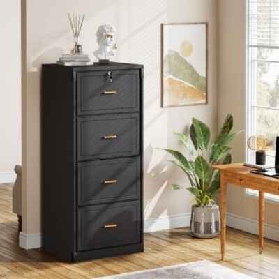 51" File Cabinet, Vertical Filing Cabinet with 4 Storage Drawers