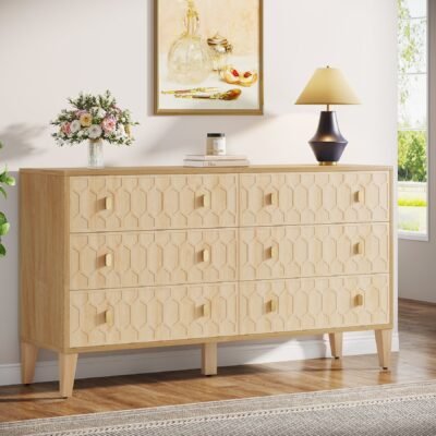 55 Chest of Drawer, Wood 6-drawer Double Dresser Organizer