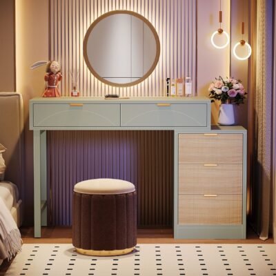 55" Makeup Vanity Table, Rustic Dressing Table Makeup Table