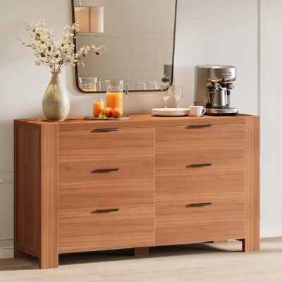 55" Sideboard, Storage Buffet Cabinet Credenza with 6 Drawers