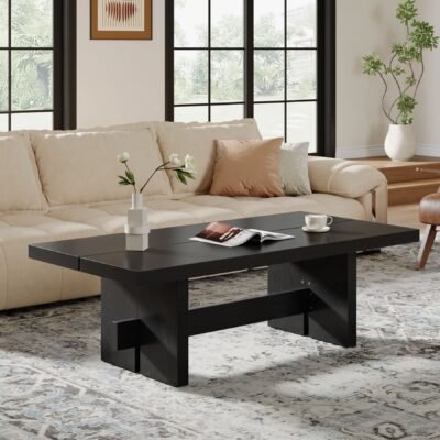 55.1 Coffee Table, Rectangular Wooden Center Table Cocktail Table