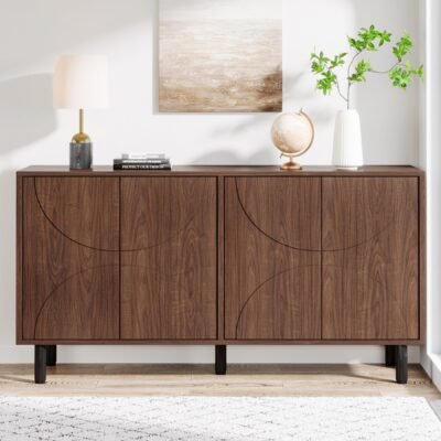 55.1" Sideboard Buffet, Kitchen Sideboard Storage Cabinet with 4 Doors