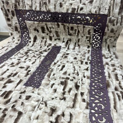 Toscana Fur Patchwork Rug with Laser Cut Lace Border