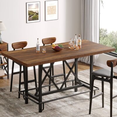 62.99" Bar Table, Farmhouse Pub Bar Counter Height Table(without Footrest)