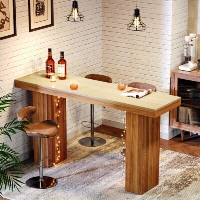 63" Bar Table, Long Rectangular Counter Height Pub Table