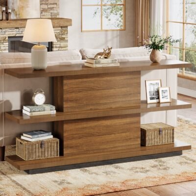 63" Console Table, 3-Tier Farmhouse Entryway Table Sofa Table with Storage Shelves