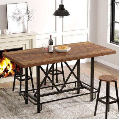 63 Dining Table, Rectangular Kitchen Table for 6 People