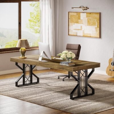 63 Executive Desk, Home Office Computer Desk with Unique Frame