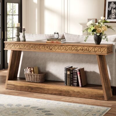 70.8" Sofa Table, Farmhouse Console Table Entryway Table with Storage