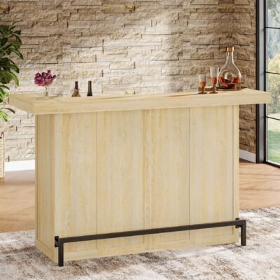 70.9" Bar Table, Modern Liquor Cabinet with 4-Tier Storage Shelves