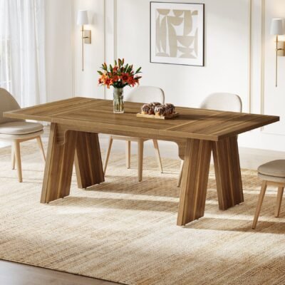 71 Wood Dining Table, Farmhouse Kitchen Table for 6 People