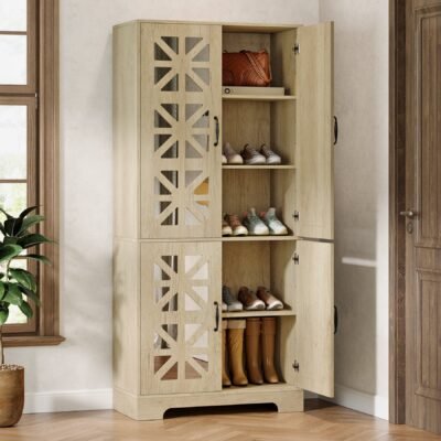 72" Shoe Cabinet, 5-Tier Shoe Organizer with Adjustable Shelves