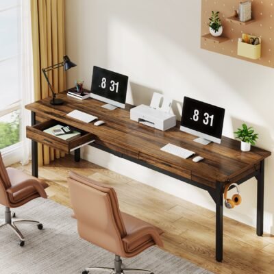 78.7" Two Person Desk, Long Computer Desk with 2 Drawers