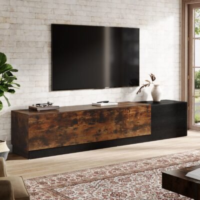 78.74" TV Stand, Farmhouse TV Console with 2 Side Cabinets