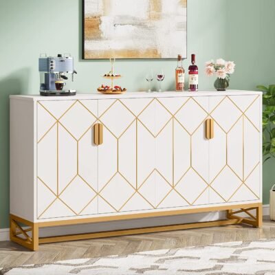 59" Modern Sideboard Buffet Kitchen Storage Cabinet with Doors