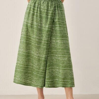 100% Linen Dot Skirt-Pants with Elastic Waist LUMI