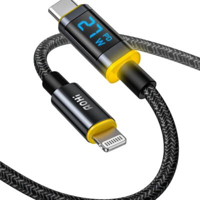 AOHI Magline Nylon USB-C to Lightning Digital Display LED Cable 4FT (MFi Certified)