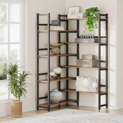 70.8" Corner Bookshelf, 8-Tier Industrial  Bookcase Corner Display Rack