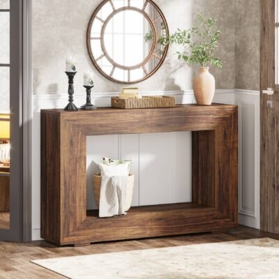 Farmhouse Console Table, 47" Rustic Wood Entryway Sofa Table with Storage