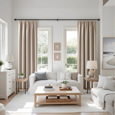 "Velle" Customized 100% Blackout Linen Textured Curtains (2 Panels) - Pencil Pleat & Rod Pocket