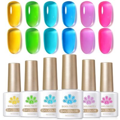 6 Colors Ice Jelly Gel Polish Set Summer Soda 7ml