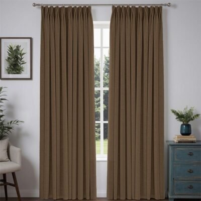 "Bold" Custom Heavyweight Linen Drape Pleated - Brown