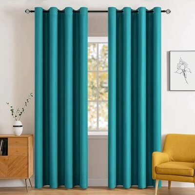 MIULEE Room Darkening Thermal Insulated Blackout Curtains (2 Panels) - Turquoise Blue
