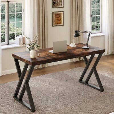 Heavy-Duty Computer Desk, 55" Simple  Study Desk Writing Table