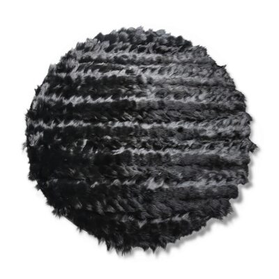 Black Natural Fur Round Shaggy Rug