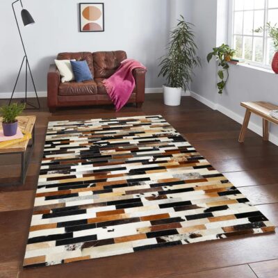 Multi Color Patchwork Cowhide Carpet