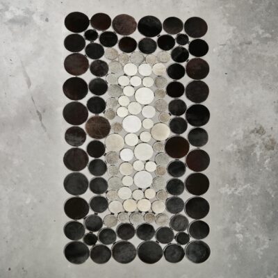 Black & Gray Cowhide Polka Dot Patchwork Rug
