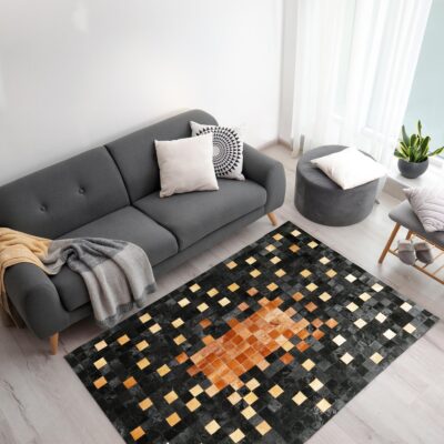 Tricolor Patchwork Cowhide Carpet