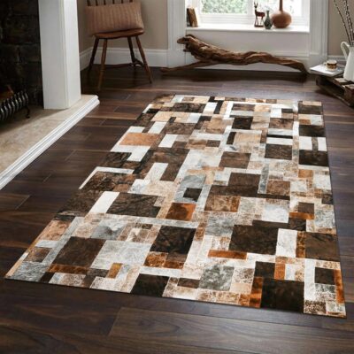 Natural Multicolor Cowhide Patchwork Rug