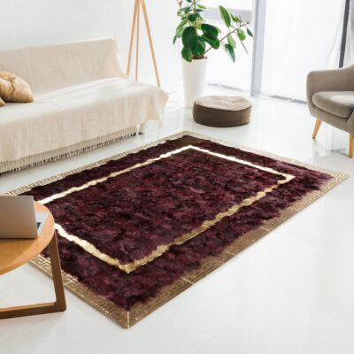 Burgundy & Gold Tuscan Fur Rug
