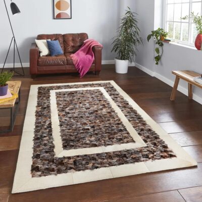 Beige Framed Genuine Sheepskin Rug