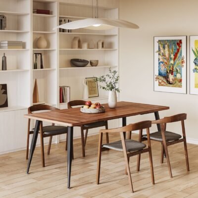 Industrial Dining Table, 70.9" Kitchen Dinner Table for 6 to 8 People