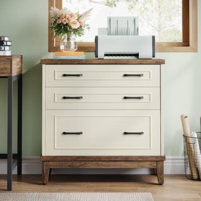 Lateral File Cabinet, 3-drawer Filing Cabinet For A4/letter/legal Size