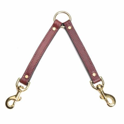 English Bridle Leather Two Dog Coupler