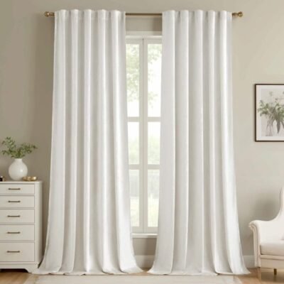 "Mira" Customized Velvet Curtains Luxury Blackout Curtains  (2 Panels) - White