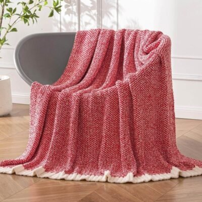 MIULEE Christmas Red Super Soft Throw Blanket for Couch, Cozy Fluffy Warm Blankets Lightweight Knit Throw Blankets for Sofa, Bed, Chair, Living Room, Camping, Picnic, 50 x 60 inch