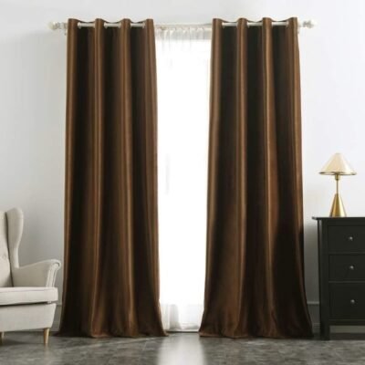 MIULEE Coffee Blackout Velvet Curtains Solid Soft Grommet Thermal Room Darkening Curtains Drapes 2 Panels